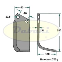 Nůž rotavátoru - zakladače trávníku